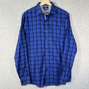 Penguin Heritage Slim Fit 15 1/2 34/35 Long Sleeve Blue Plaid Shirt